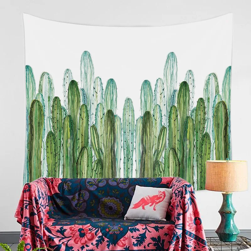 Настенный кактус гобелен зеленый суккуленты 3D Цветочный художественный ковер