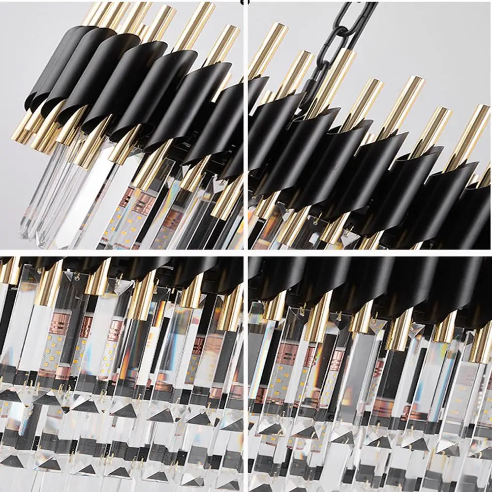 Черная хрустальная люстра овальная роскошный дизайн внутреннее освещение