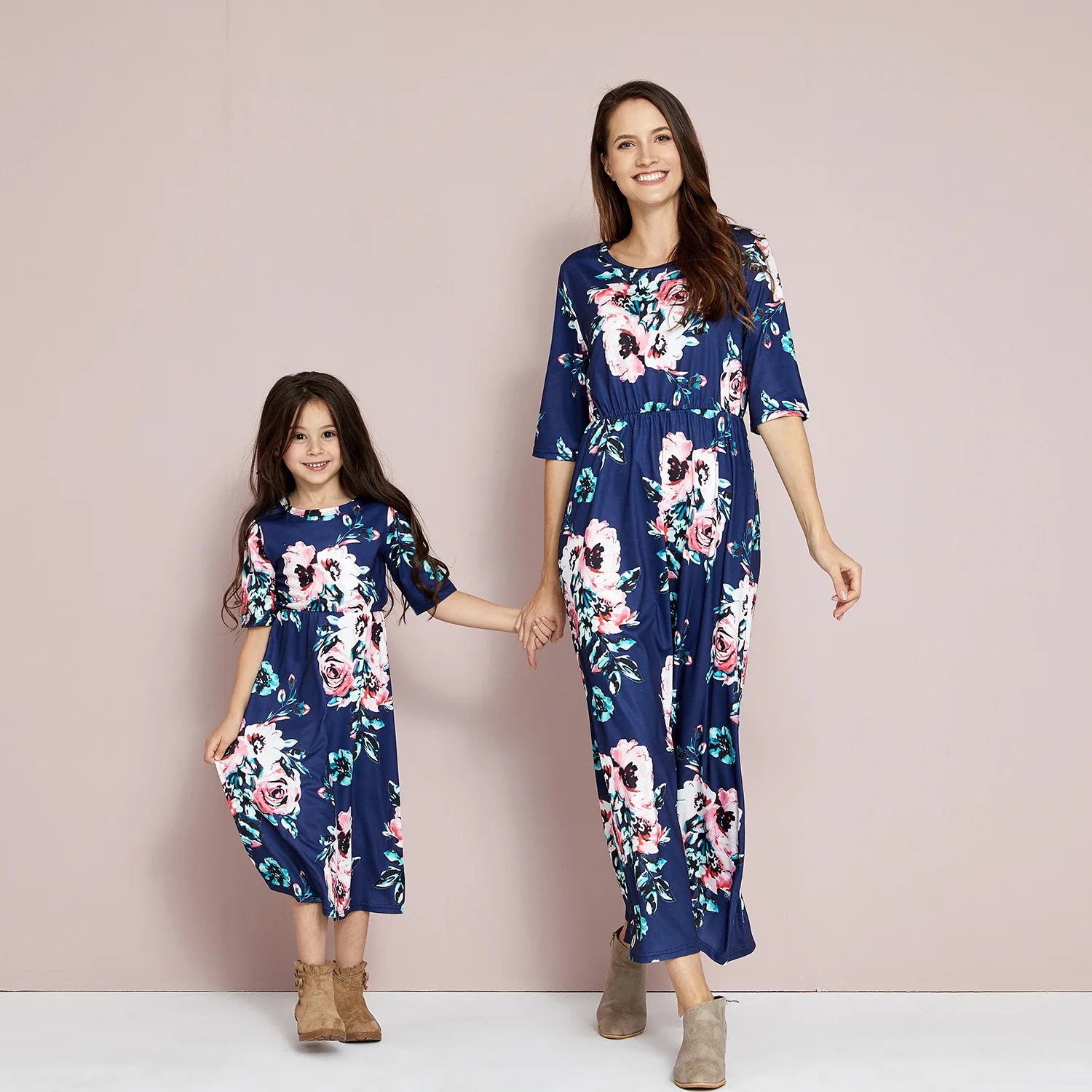 Новинка 2020 платье с принтом для матери и дочери рукавом средней длины Женская