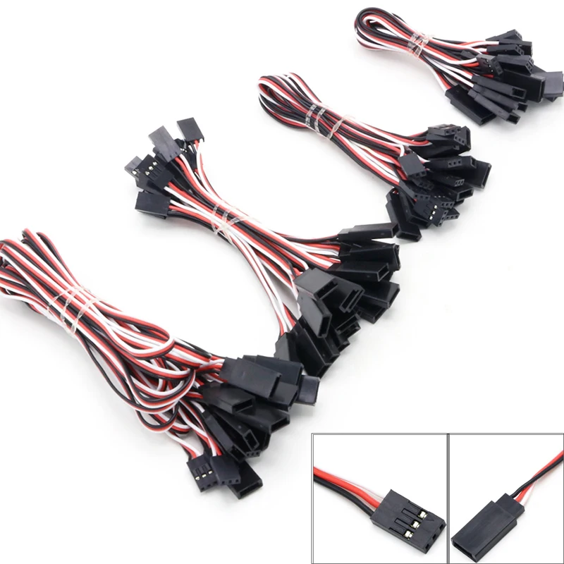 

100%Brand New 10pcs 100mm/150mm/200mm/300mm/500mm RC Servo Extension Cord Cable Wire Lead JR For Rc Helicopter Rc Drone