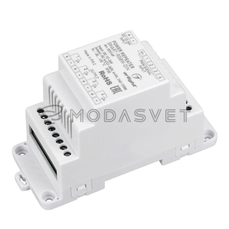 Усилитель SMART-RGBW-DIN (12-36V 4x5A) ( IP20 Пластик 5 лет) 025169 | Освещение