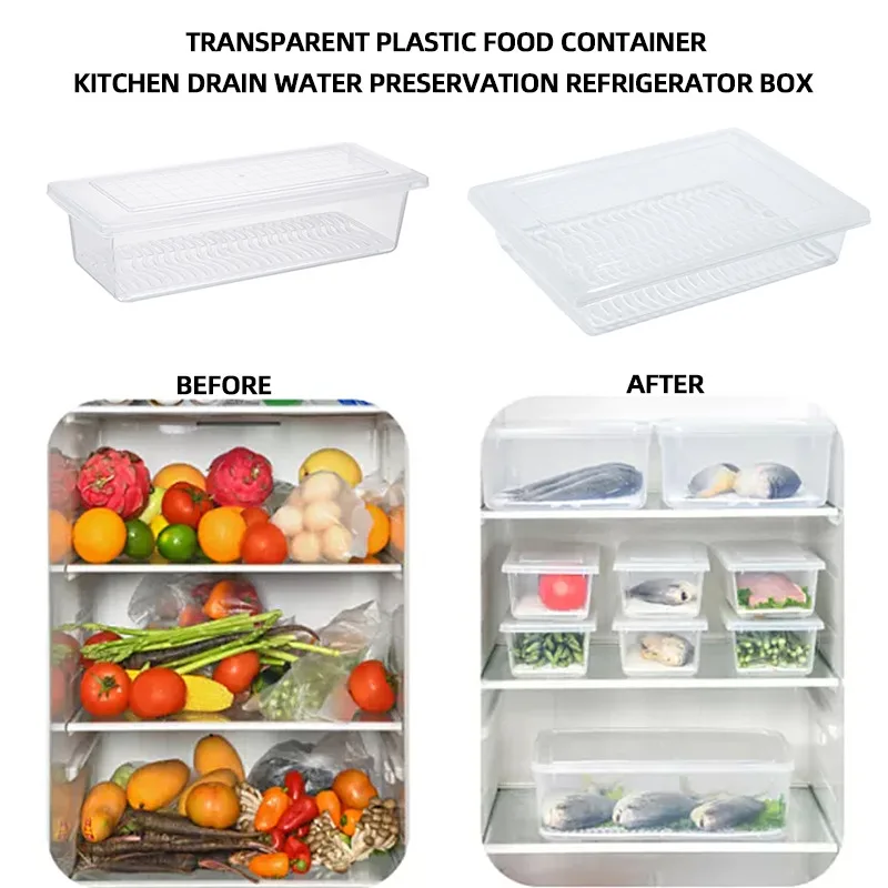 Еда свежий ящик для хранения контейнеров Кухня органайзер холодильника Чехол