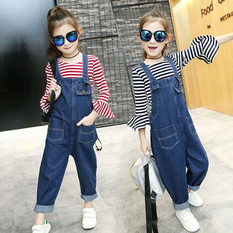 

Teenage Girls Clothing Set New 2020 Autumn Kids Clothes Suit Girls Striped Tops & Denim Pants 2 pcs Sets Children Outfits