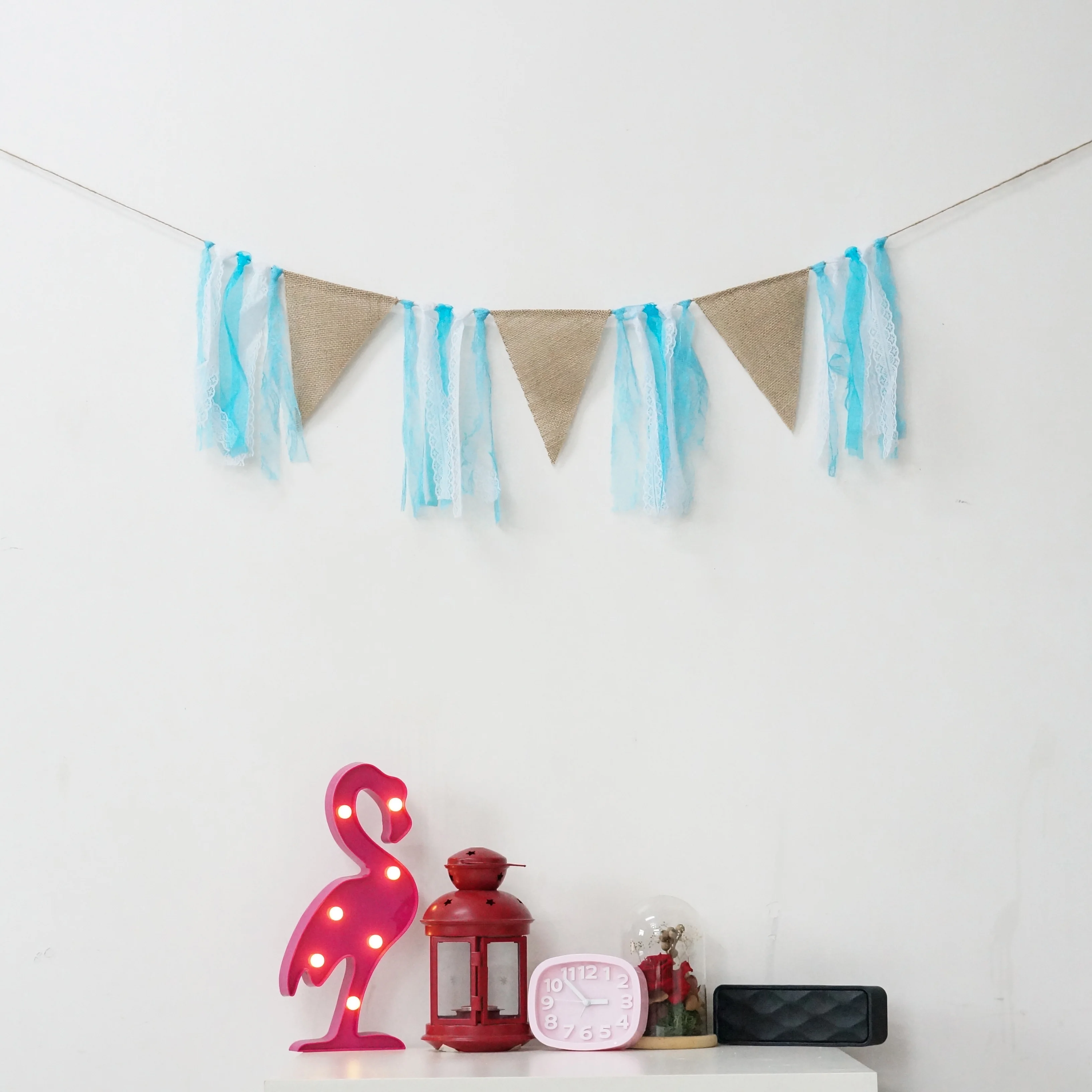 Синий ленточный баннер для детского душа льняной флаг праздничный столик на день