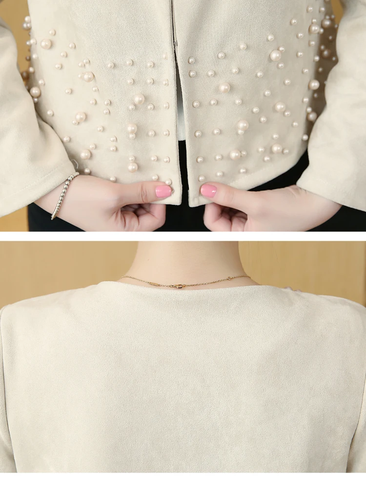 

chaquetas mujer 2020 long sleeve autumn jacket women clothes plus size 4XL pink elegant beading outwear women jacket coat A295