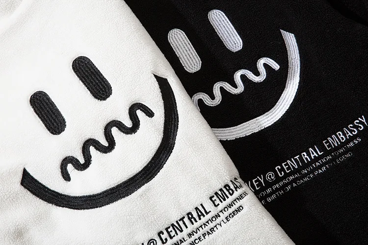 

2021 Men's cotton-padded clothes original high Street padded clothes personalized smiley face embroidered bread clothing