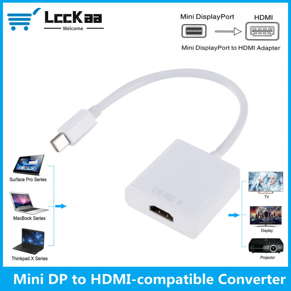 LccKaa Mini DP в HDMI-совместимый кабель 1080P проектор для ТВ проектора isplay порт конвертер