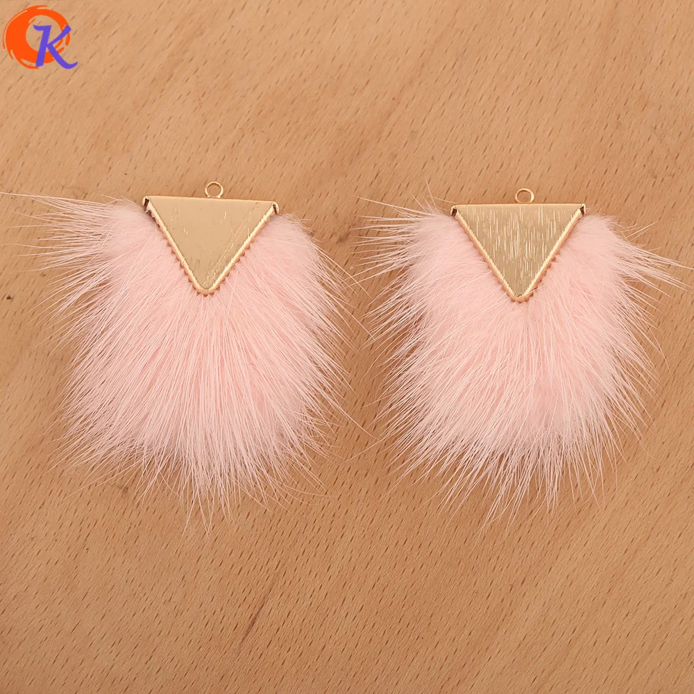 Pink Сердечный дизайн 10 шт 35*45 мм Аксессуары для ювелирных изделий/DIY кулон/изготовление сережек/ручной работы/пушистый эффект/амулеты/серьги фурнитура - Цвет: Pink