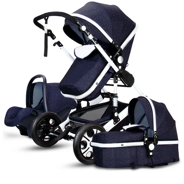 

Luxury Infant 3 In 1 Stroller Baby Stroller Carriage Basket High Landscape Four Wheels Stroller Baby Safe Seat