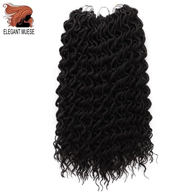 Элегантный Муз Faux locs Curly накладные волосы на крючке, затененные, волосы синтетический эффектом деграде(переход от темного к каштановые волосы для наращивания 18 дюймов 24 подставки для плетения волос