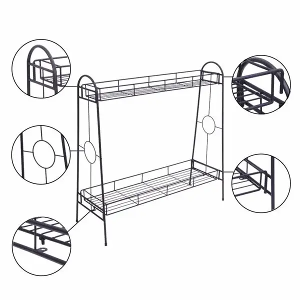 2 Layers Plant Shelf European Style Flower Pot Rack Metal Bonsai Potted Stand Home Balcony Garden Flowerpot | Дом и сад