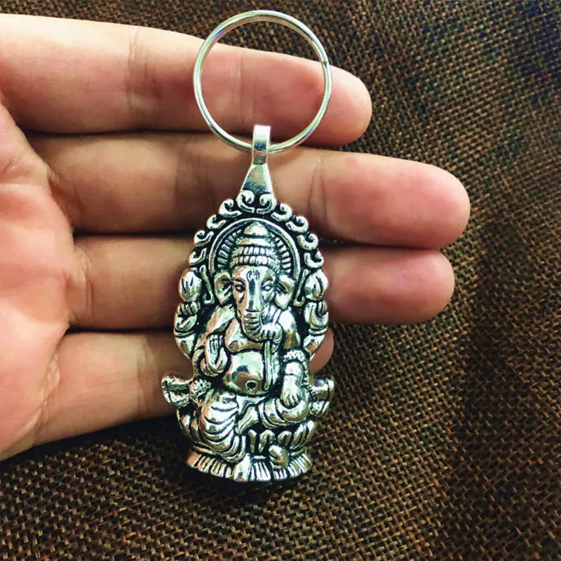 

New Fashion Men Keychain Ganesha Buddha Elephant Pendants DIY Men Jewelry Car Key Chain Ring Holder Souvenir For Gift