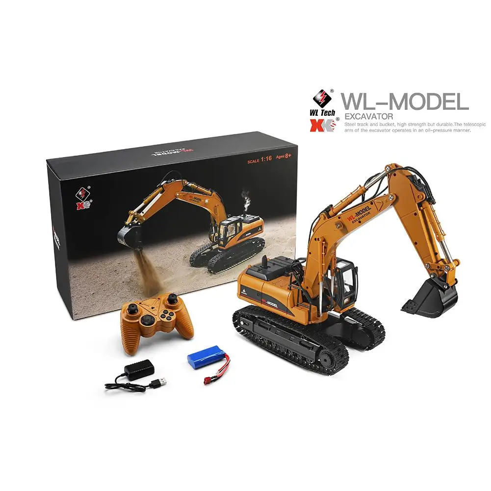 

WLtoys 16800 1/16 2.4G Excavator RC Car Toys Styling 23 Channel Road Construction All Metal Truck Autos With LED Light Smoke