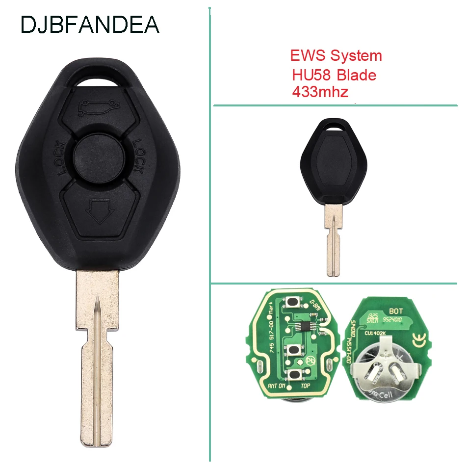 Дистанционный ключ DJBFANDEA 433 МГц для BMW 318 325 330 525 530 540 E38 E39 E46 EWS M5 X3 X5 системный без