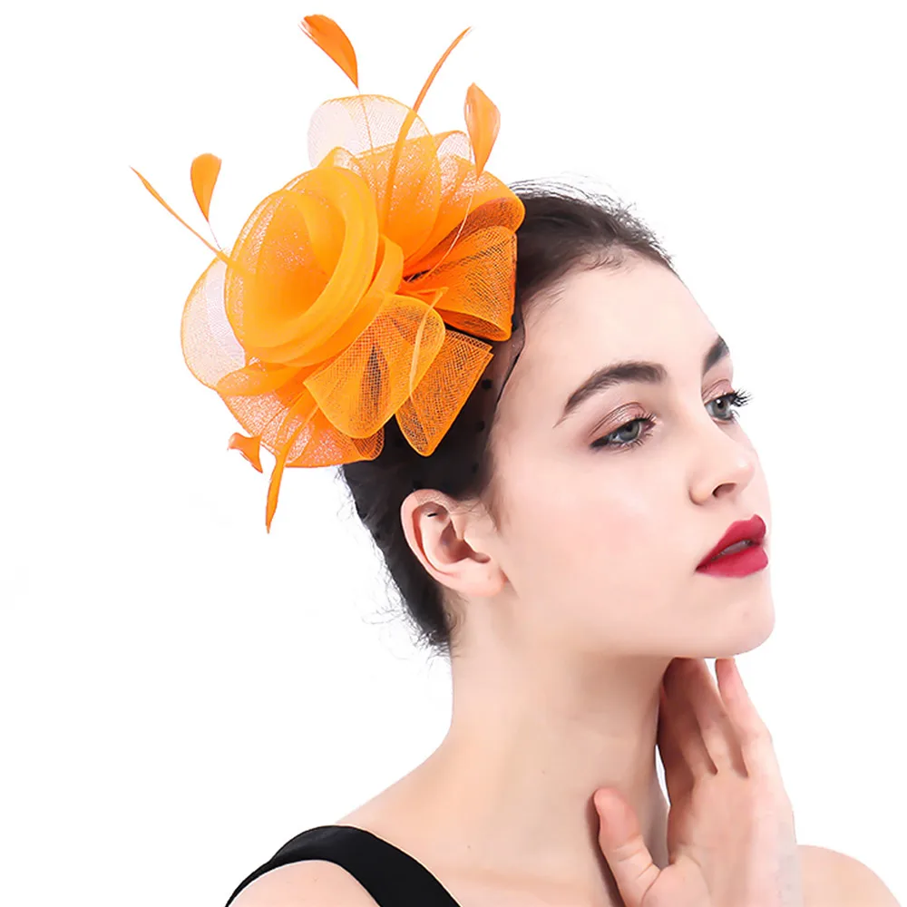 Оранжевый кринолин для торжественного случая шапка аксессуары волос свадьбы