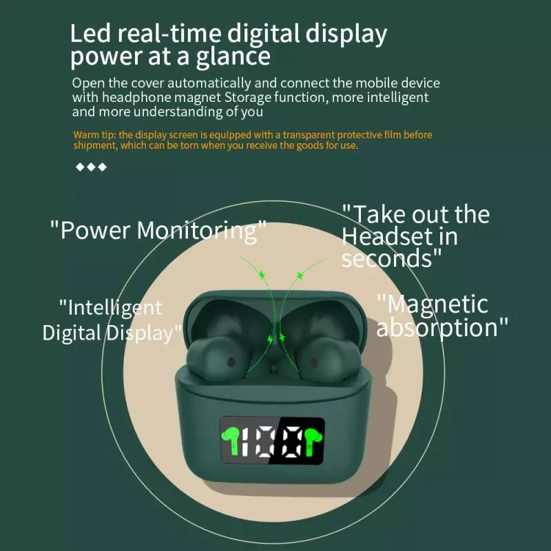 

J5 TWS Wireless Bluetooth Earphones In Ear HD Stereo Touch Control Waterproof Mini Sport Earbuds LED Display With Charging Box