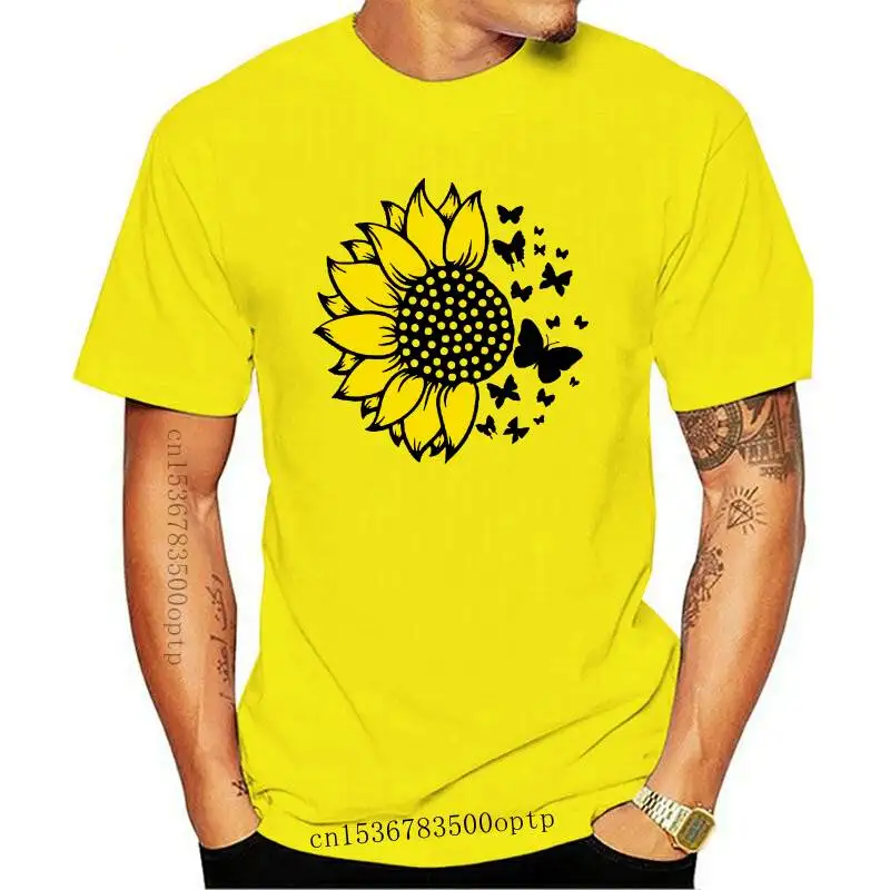 

New T-shirts for Women 2021 Floral Sunflower Butterfly Spring Summer Printing Top Lady Print Graphic Tshirt Female Tee T-Shirt