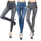штаны женский колготки женские брюки женские Новые модные леггинсы для женщин размера плюс 2020 Новый джеггинсы с принтом Mock карманы и рваные узкие штаны, леггинсы из джинсовой ткани женские узкие брюки
