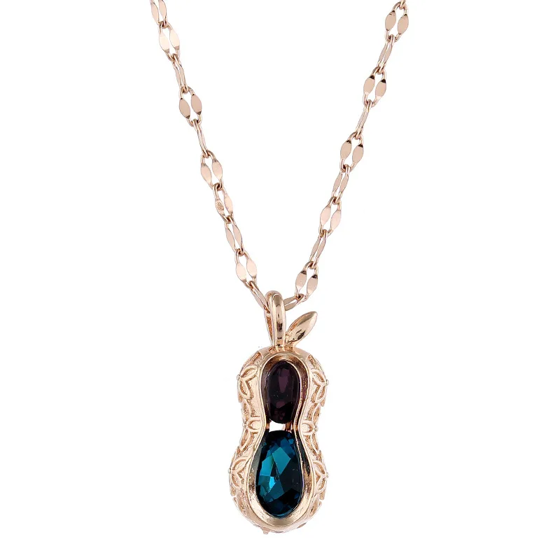 

2021 fashion personality crystal peanut Necklace women's simple versatile clavicle chain pendant accessories