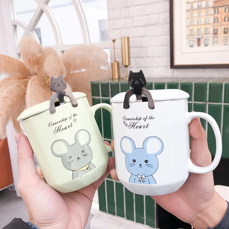 450 мл Милая мультяшная кружка для молока креативная мышка керамическая чашка
