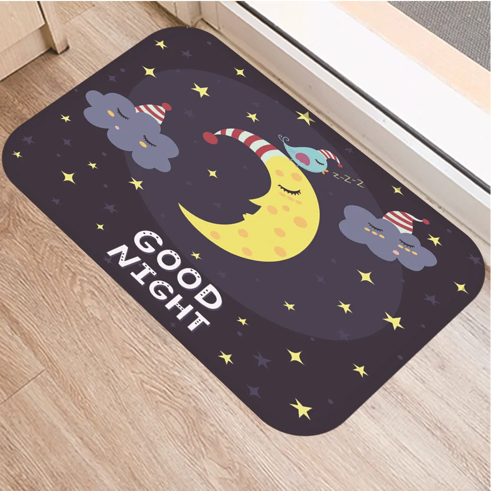 Радужный напольный коврик с рисунком облаков и Луны Противоскользящий для дома