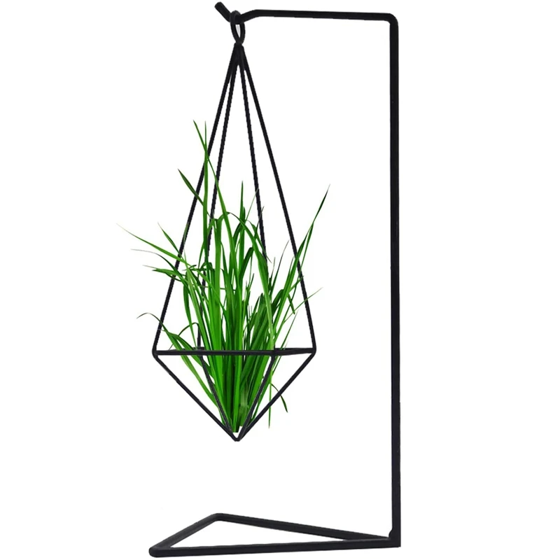 

2 Pcs Air Plant Holder, Black Anti-Rust Metal Air Plant Stand, Geometric Style Air Plant Table Holder (Stand Included)