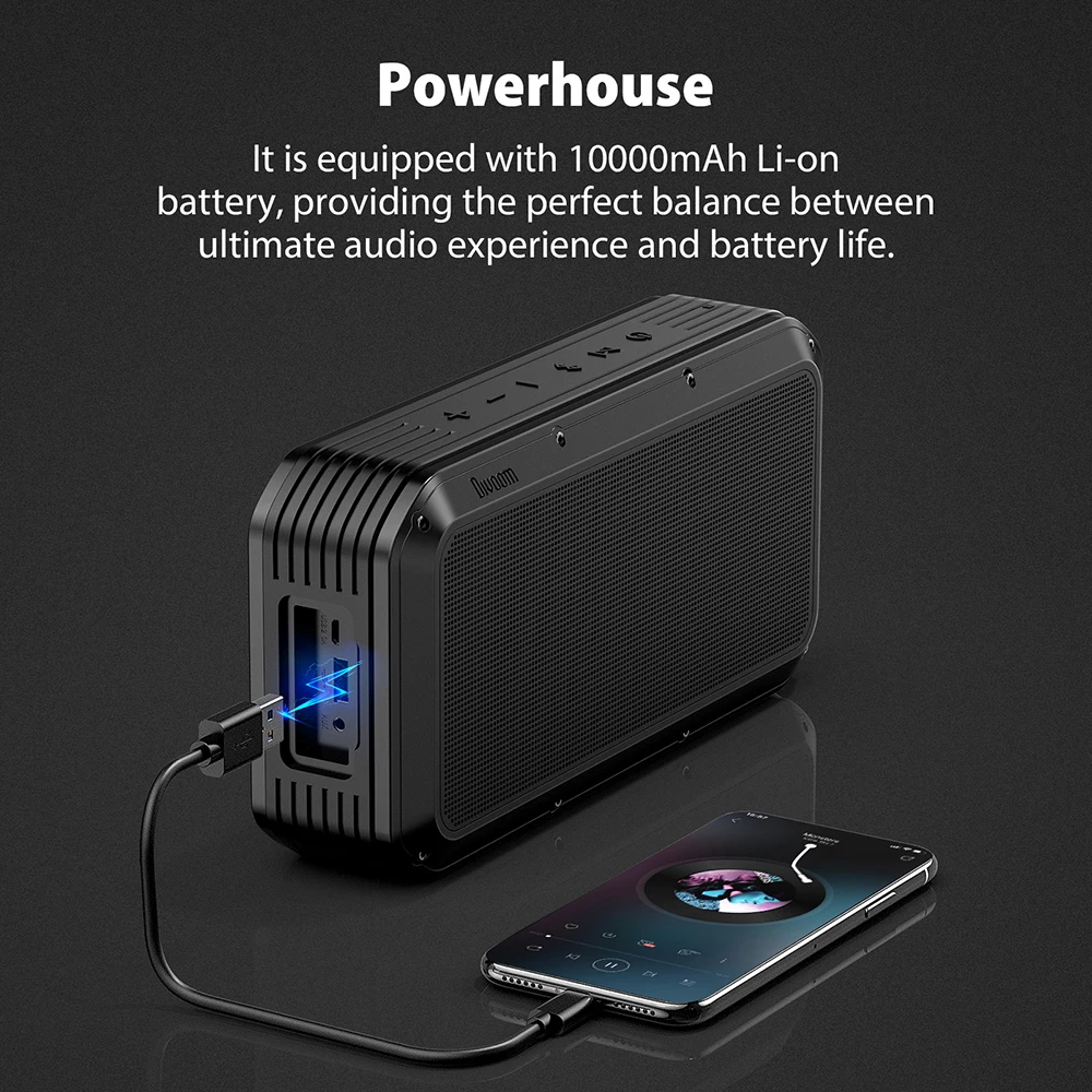 Divoom Voombox Pro Портативный Bluetooth Беспроводной динамик 40 Вт супер бас с 10000 мА/ч, для 18 часов проигрывания IPX5 водостойкий