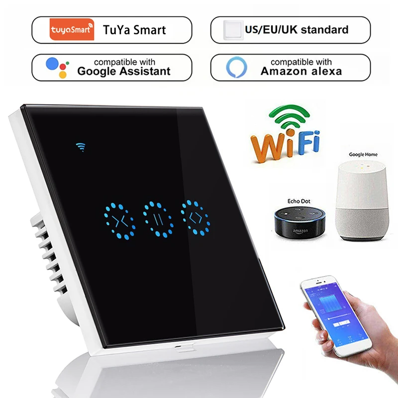 

Умный дом Tuya с Wi-Fi, РЧ-жалюзи, рулонные шторы, переключатель голосового управления от Google Home Alexa Echo Smart Life