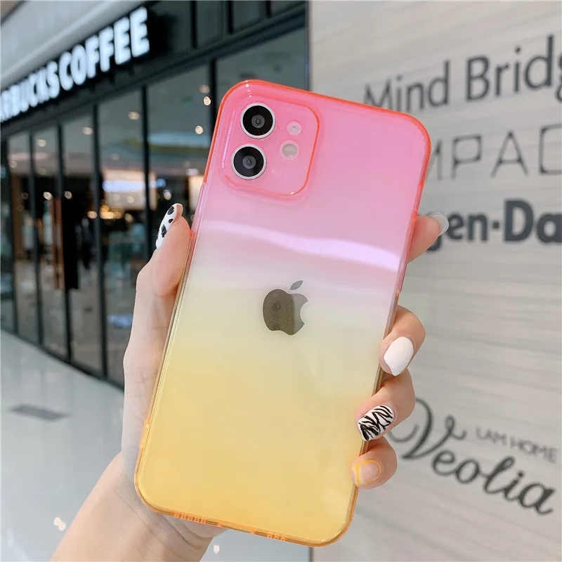 Fashion Gradient Color Phone Cases For iPhone 13 12 Mini 11 Pro XS MAX XR X 8 7 Plus SE 2020 12Pro Luxury Soft TPU Back Cover