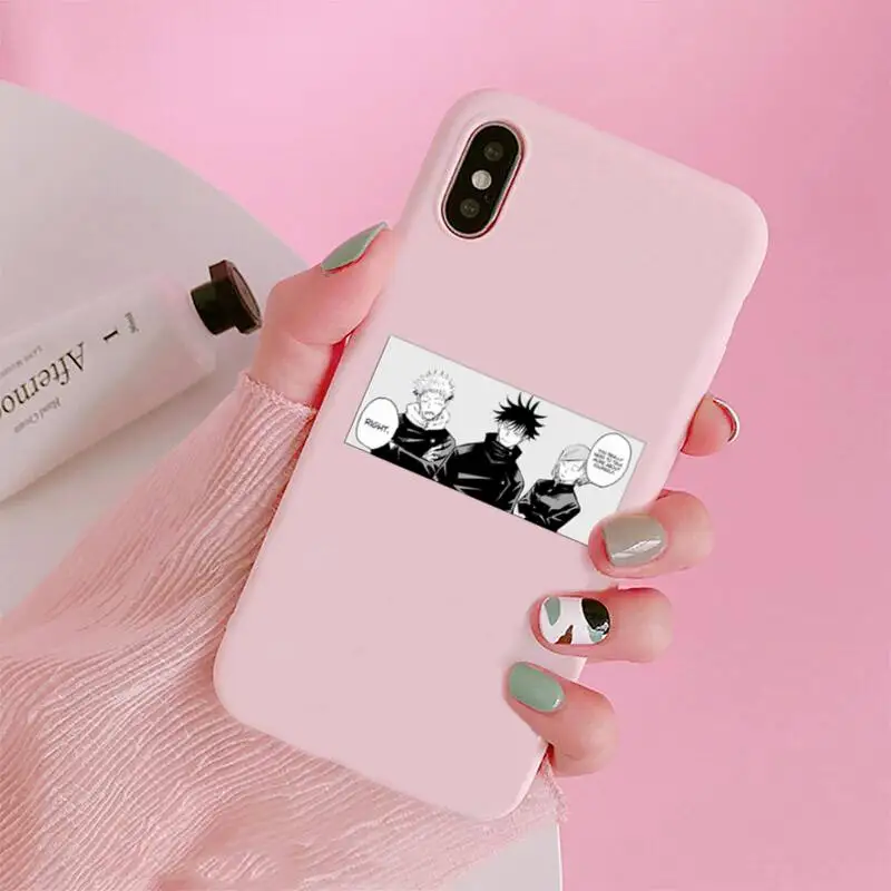 

Hot Anime Jujutsu Kaisen Phone Case Candy Color Pink for iPhone 11 pro XS MAX 8 7 6 6S Plus X 5S SE 2020 XR