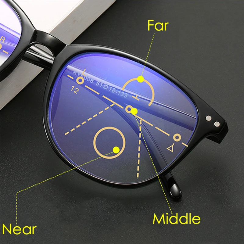 

Oversize Frame Progressive Multifocal Reading Glasses Women Men Anti-blue Light Presbyopic Glasses +1.0 to +4.0
