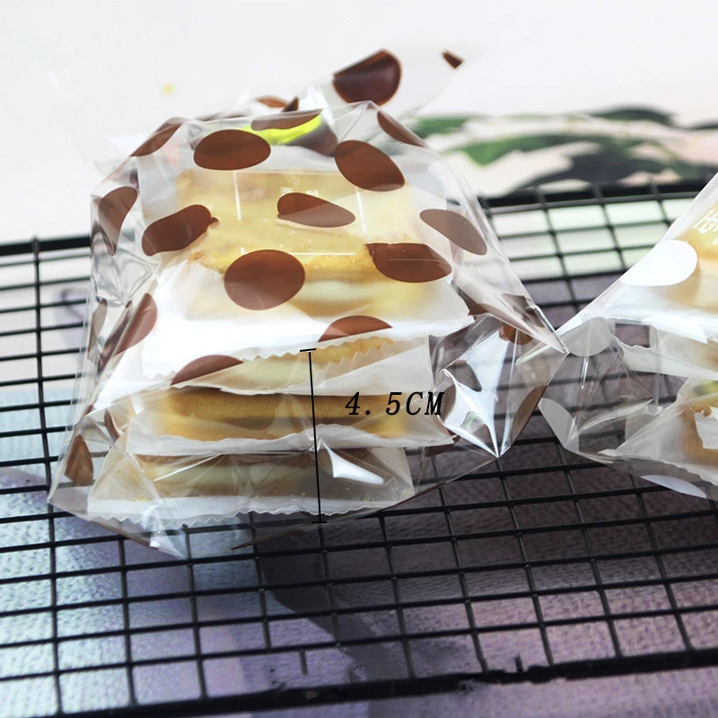 100 шт./лот подарочная упаковка в коричневый и белый горошек мешок для конфет