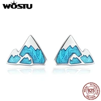 wostu hot fashion 925 sterling silver iceberg mountain stud earrings for women girlfriend unique original jewelry gift cqe475