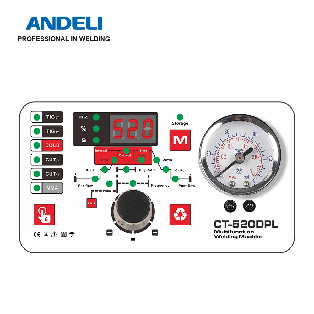 ANDELI CT-520DPL Multifunctional Welding Machine 5 in 1 with CUT/MMA/COLD/PULSE/TIG machine | Arc Welders