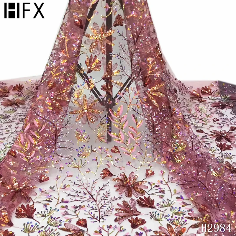 3D flowe кружевная ткань французская Тюлевая кружевная… с блестками сетка кружева высокого качества вышитые нигерийские кружева ткань для невесты X2984