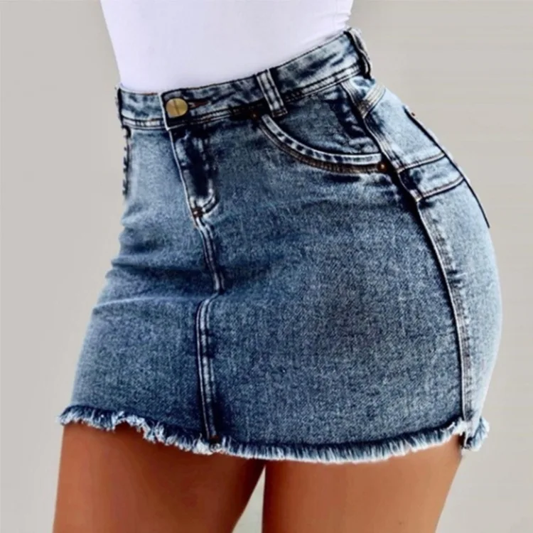 

sexy Denim Skirt Shorts Women High Waist Button Vintage Jeans Short Summer Skinny Washed Short Jean Skirts Female pockets skirt