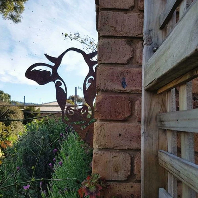 

Art Hanging Metal Peeking Cow Ornaments Outdoor Garden Adornment Home Decor
