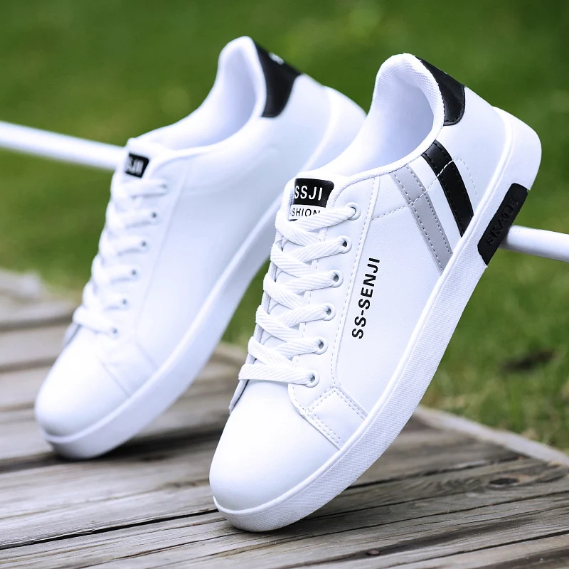 

Free Shipping Shoes Mens White Sneaker Shoes Men Vulcanize Shoes Slip On Sport Shoe Men Fashion Leather Shoes Men Rubber Shoes