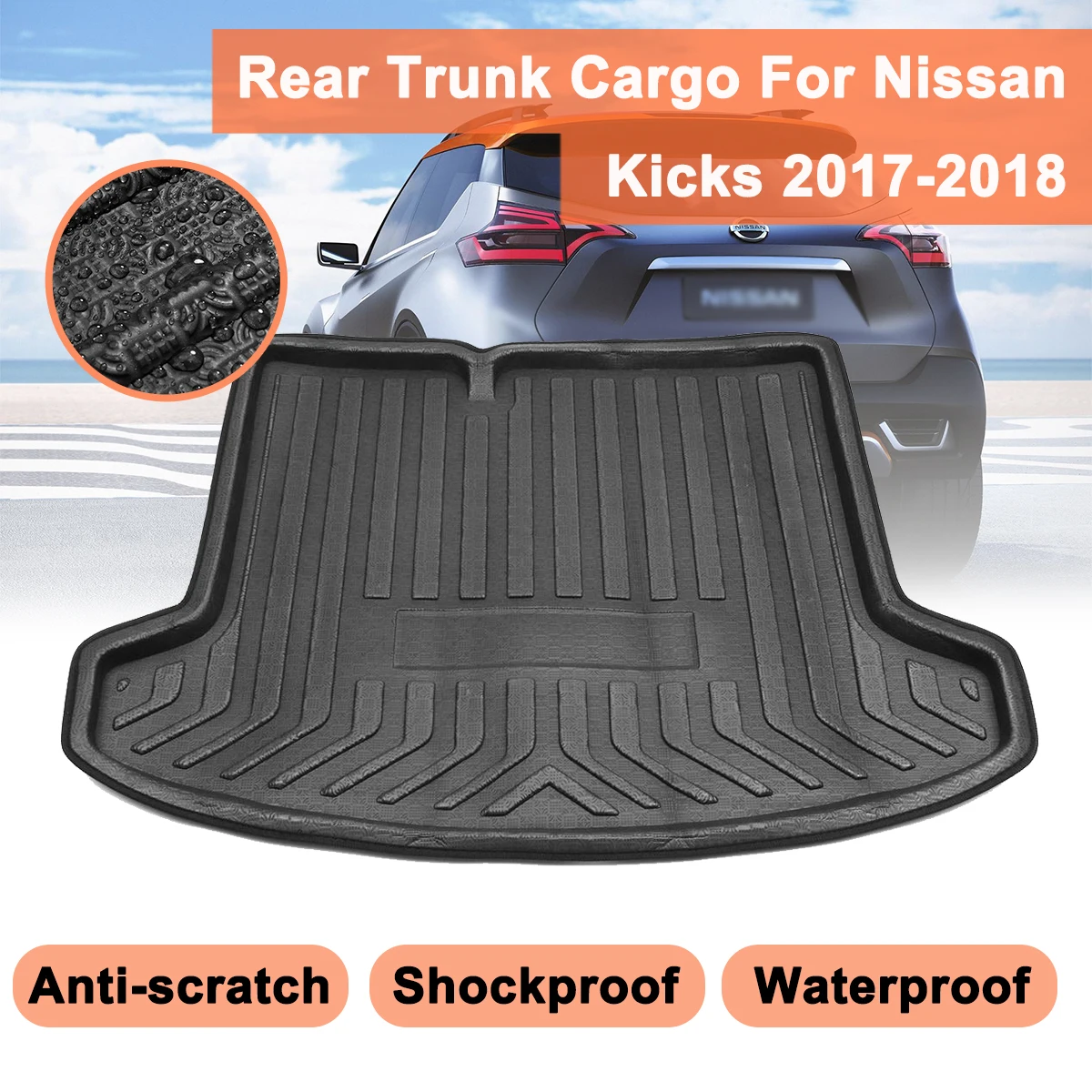 

Коврик-подкладка для багажника, поднос для заднего багажника, груз для Nissan Kicks 2017 2018 2019 +, напольный лист, коврик-поднос, противоударный, водон...