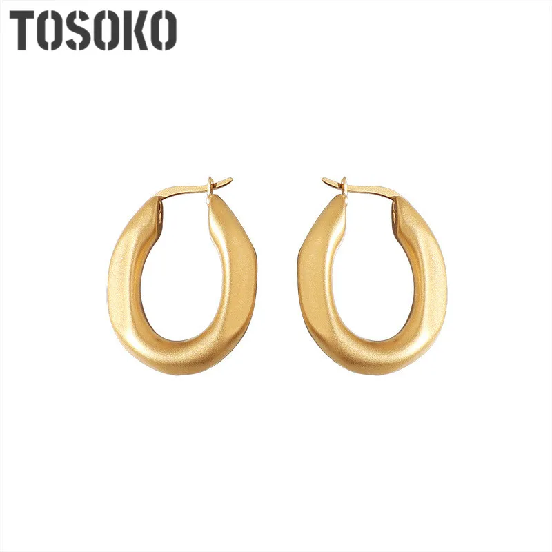 Женские серьги из нержавеющей стали TOSOKO, сережки овальной формы золотого цвета, несколько модных геометрических форм BSF355, 2020