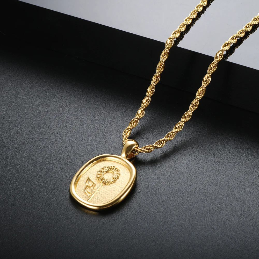 Винтажная подвеска ZMFashion с матовым цветком для женщин и мужчин ожерелье из