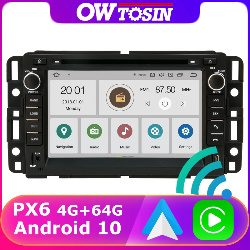 GPS Carplay Android 10 0 PX6 4 + 64G Автомобильный DVD медиа для GMC Acadia прогулок на улице Savana Sierra
