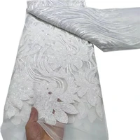 pure white french sequins african tulle mesh lace fabric 2022 high quality nigerian guipure net lace fabrics for wedding dresses
