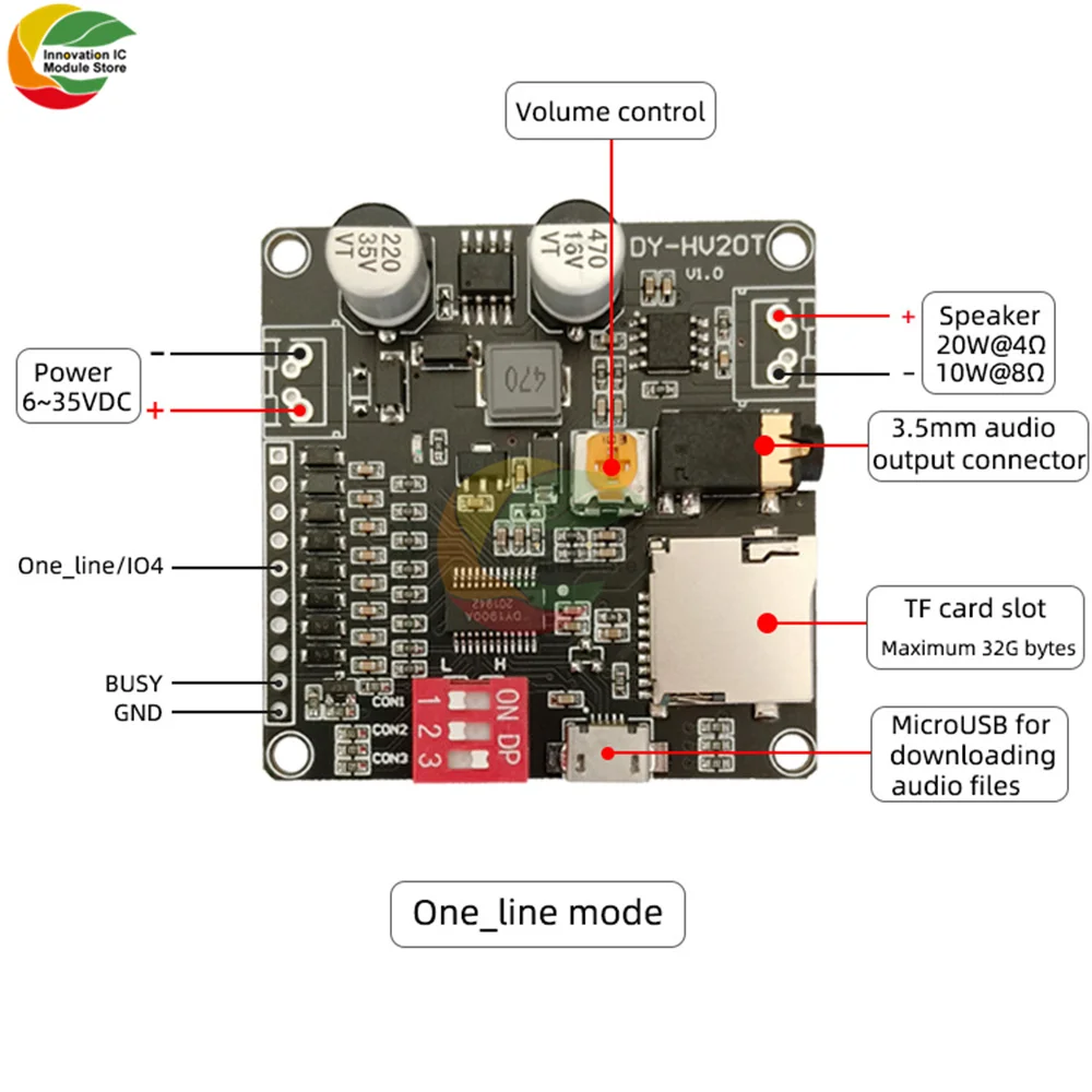 10W/20W Voice Playback Module Board MP3 Music Player SD/TF Card Integrated I/O Trigger UART Protocol Control for Arduino | Электронные