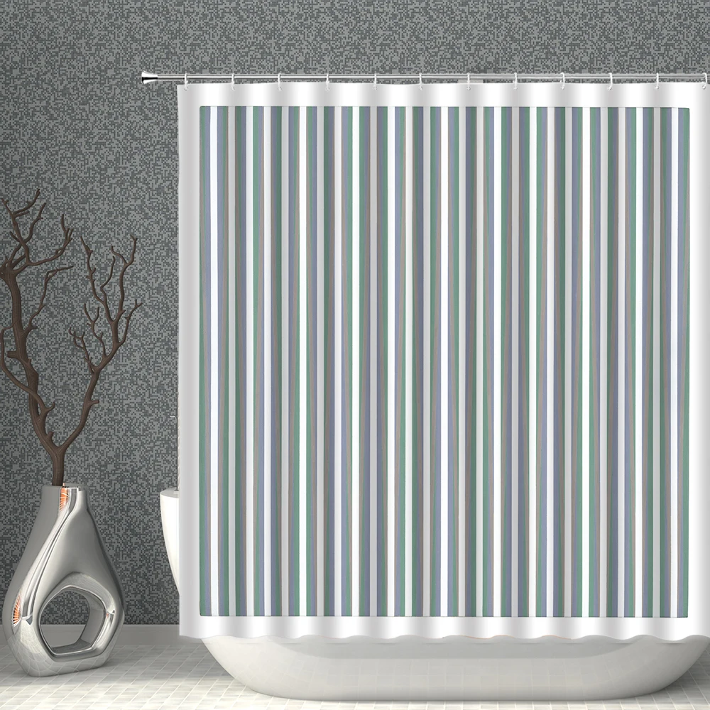 

Black And White Shower Curtain Geometric Stripes Print Bath Curtains Polyester Fabric Bathroom Screen Multi-Size Bathtub Decor
