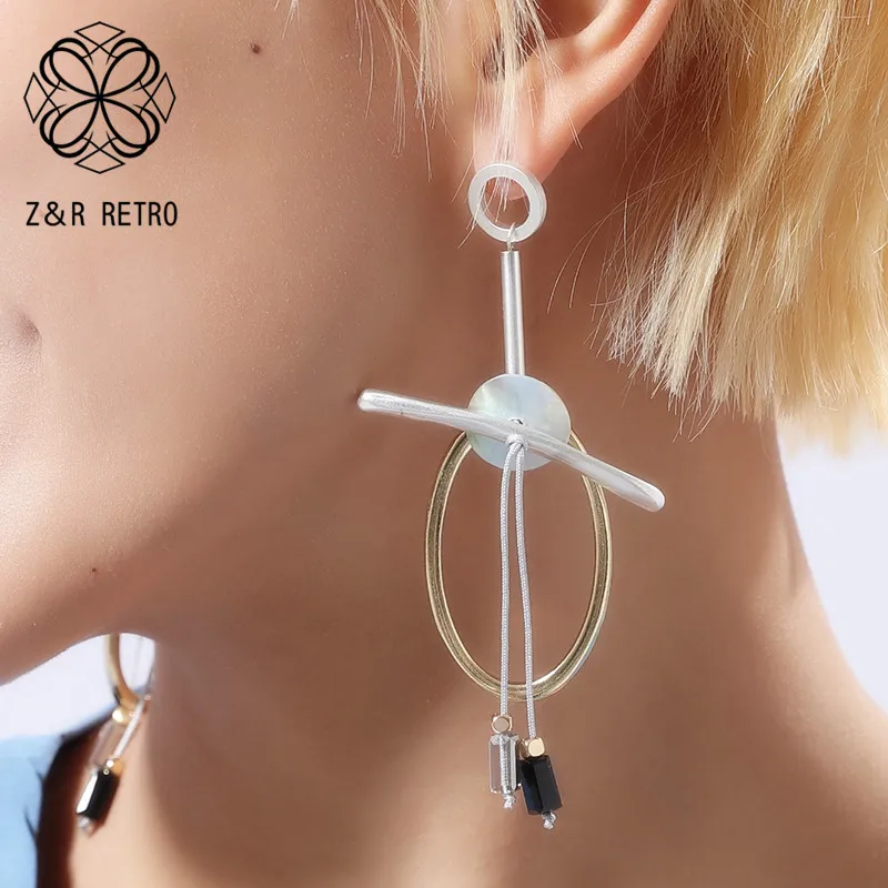 Женские серьги гвоздики с подвеской большие Модные Винтажные необычные подвески