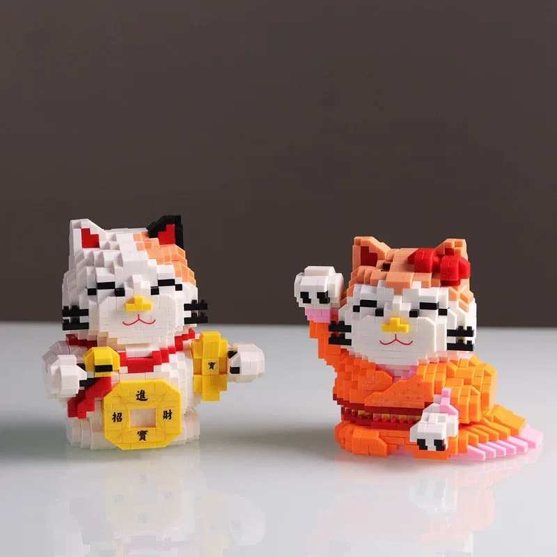 Ромбовидные блоки Манеки Neko счастливый кот мини-строительные Китай Япония