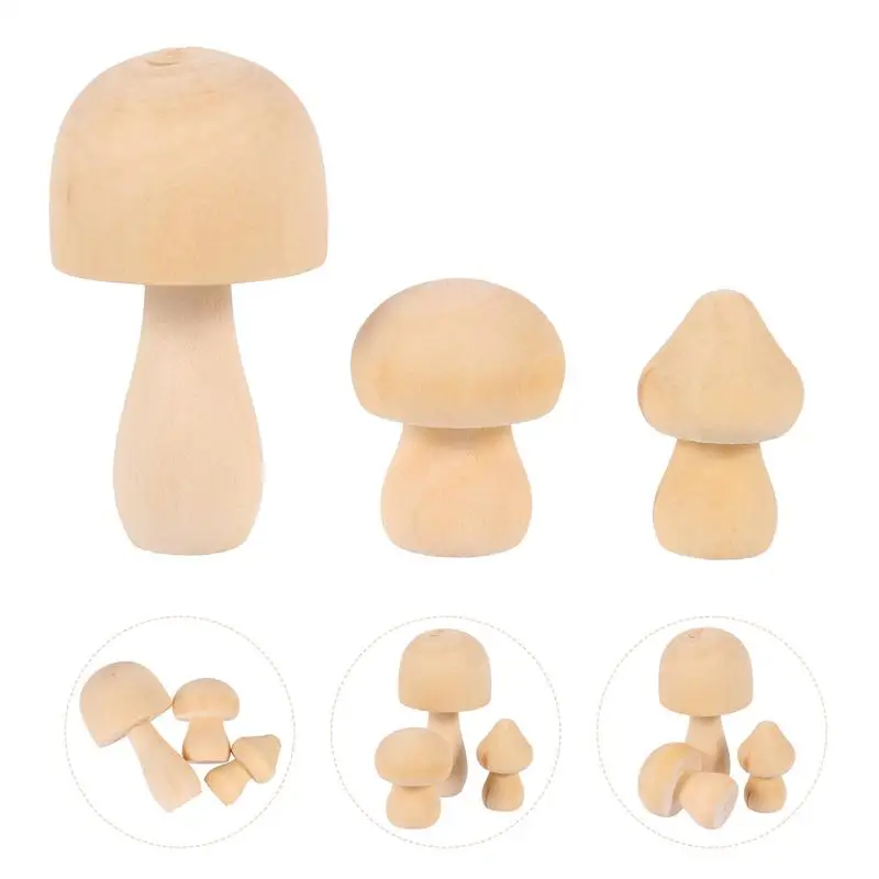 

9Pcs Wooden Mushroom Set Natural Unfinished Mushroom DIY Crafts Painting Peg Dolls Ornament Handmade Kids Toy