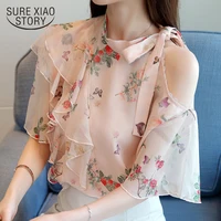 fashion women tops and blouses print pink chiffon blouse shirt summer tops women shirts womens clothing blusas femininas 1887 50