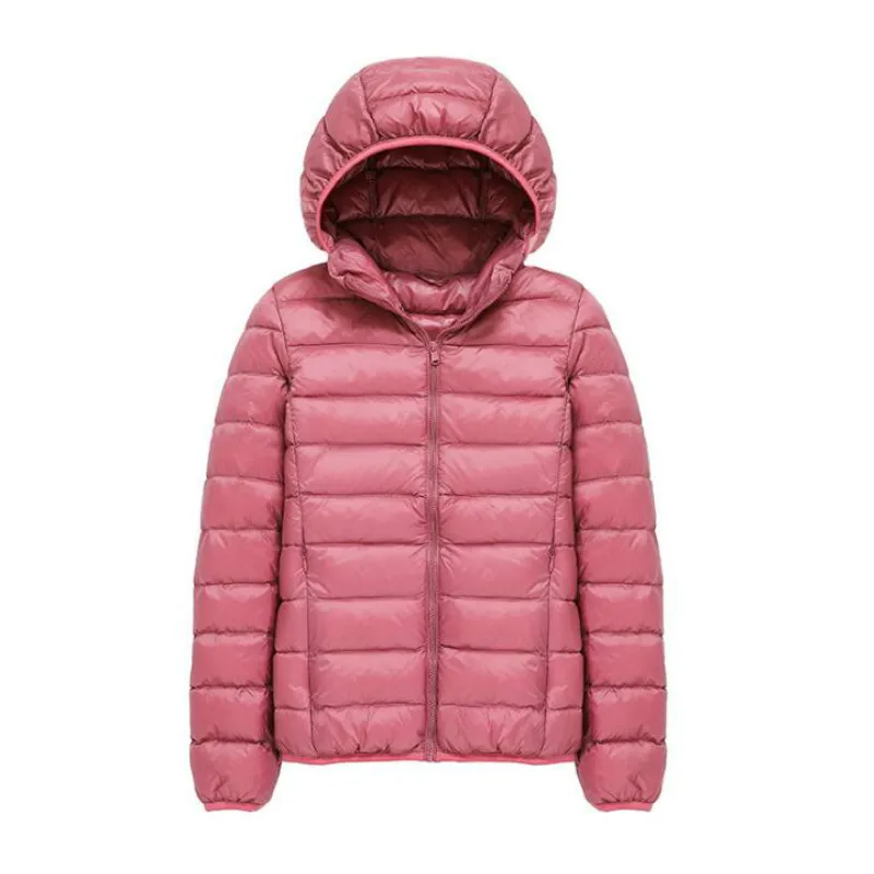 Winter Women Ultralight Thin Down Jacket White Duck Down Hooded Jackets Long Sleeve Warm Coat Parka Female Portable Outwear